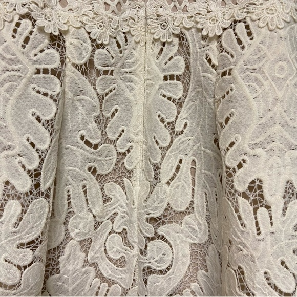 Jax Womens White Lace Overlay Midi Dress Size 4 Nude Shell Sleeveless Bridal - Picture 14 of 16